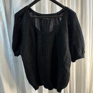 Express design studio womens L short sleeve Black cardigan knit sweater MOHAIR